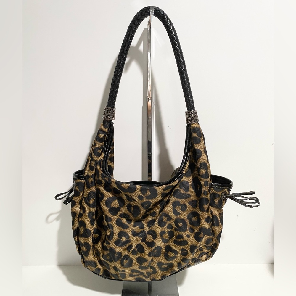 Brighton Jillian Leopard Print Hobo Shoulder Bag - Picture 1 of 9